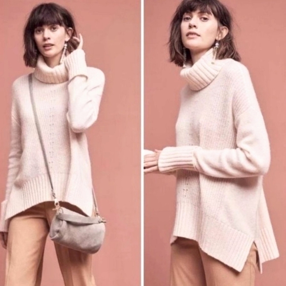 Anthropologie XS Moth Fireside Chunky Knit Turtleneck Slouchy Oversized Sweater - Picture 1 of 13
